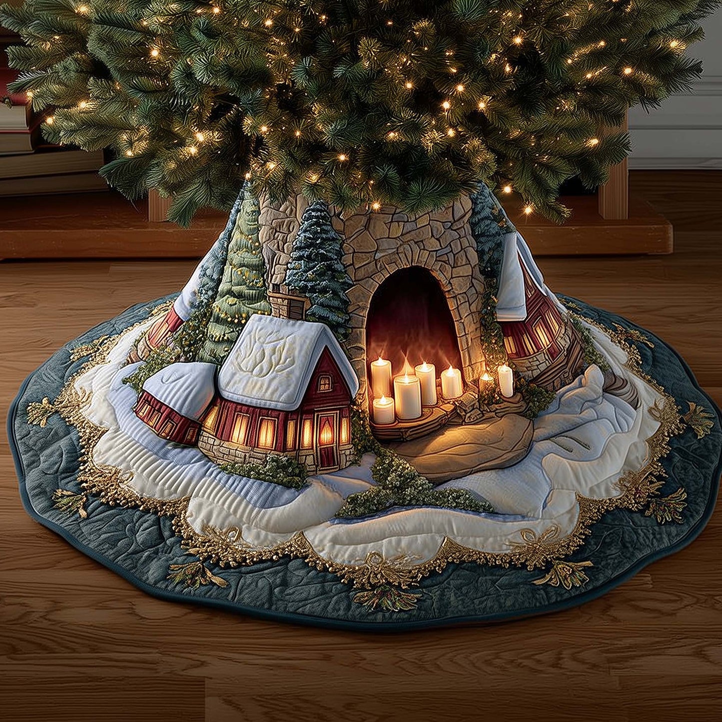 Fireplace Dream Quilted Tree Skirt GFTOMA6757