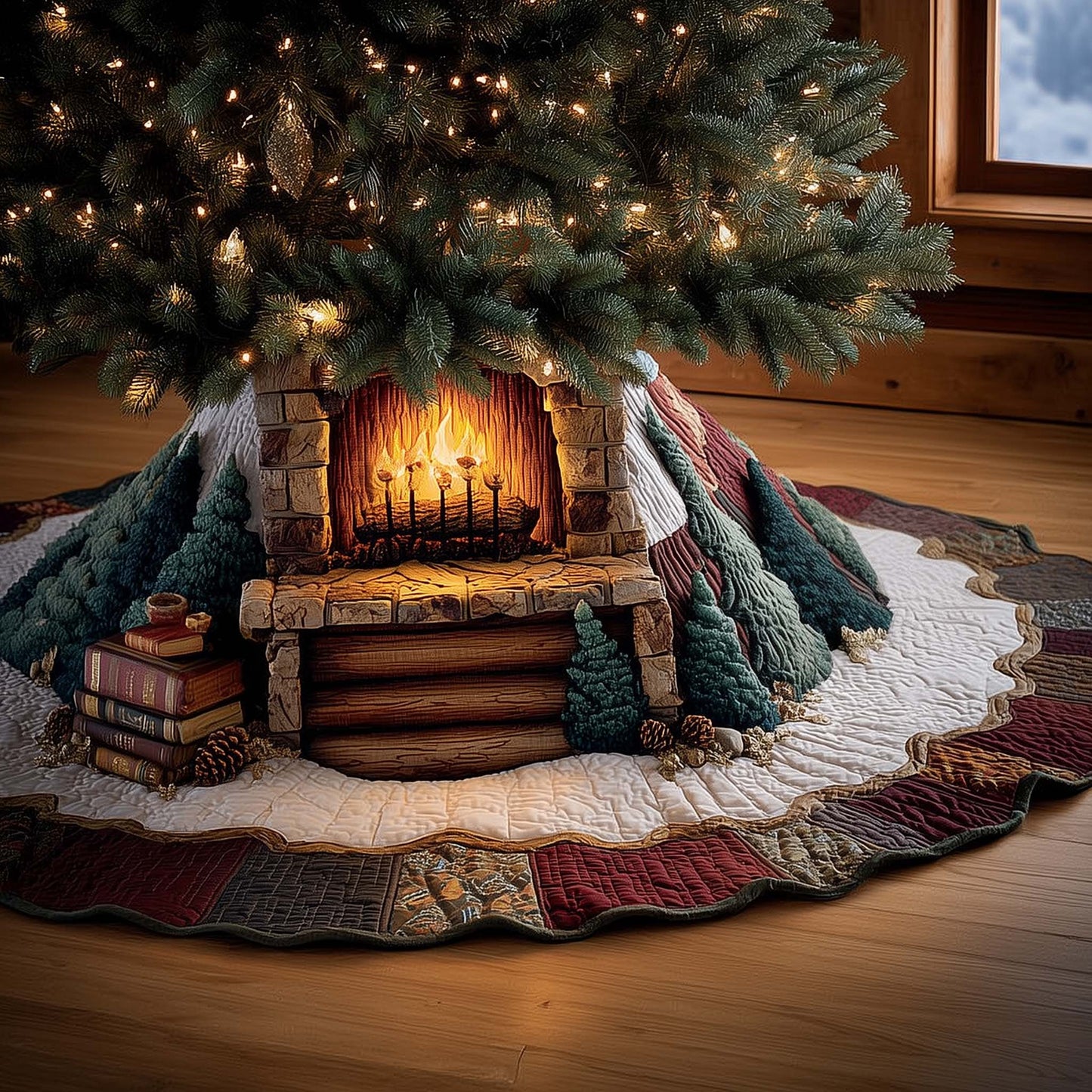 Fireplace Dream Quilted Tree Skirt GFTOMA6759