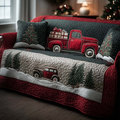 Christmas Truck Quilted Sofa Cover GFTOMA6786