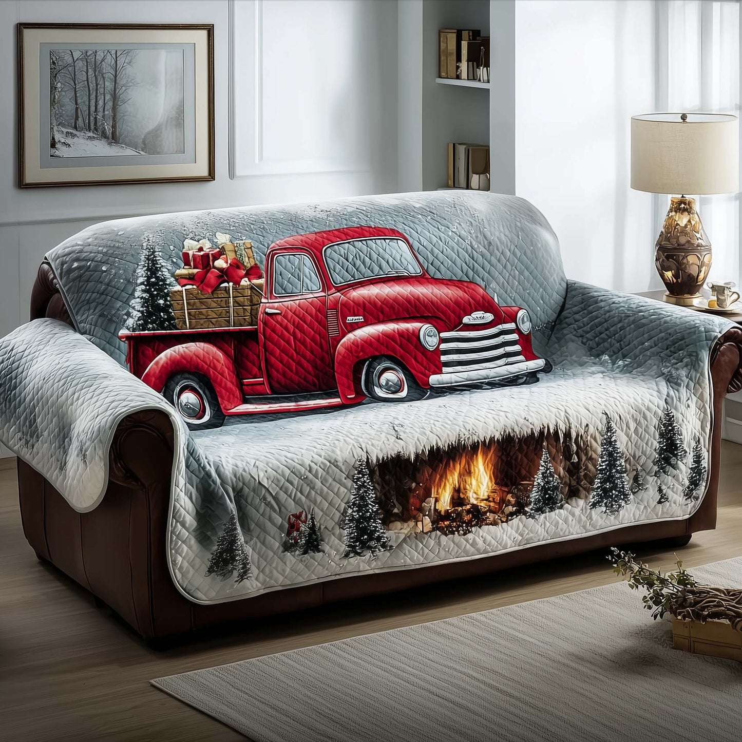 Christmas Truck Quilted Sofa Cover GFTOMA6787