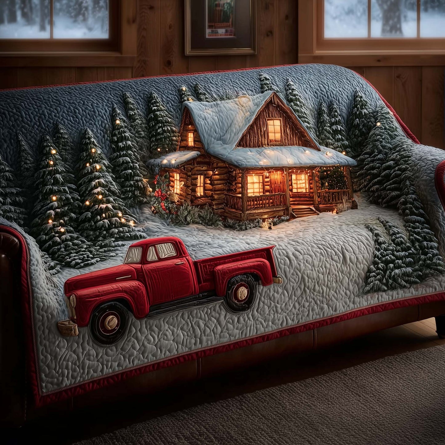 Christmas Truck Quilted Sofa Cover GFTOMA6793
