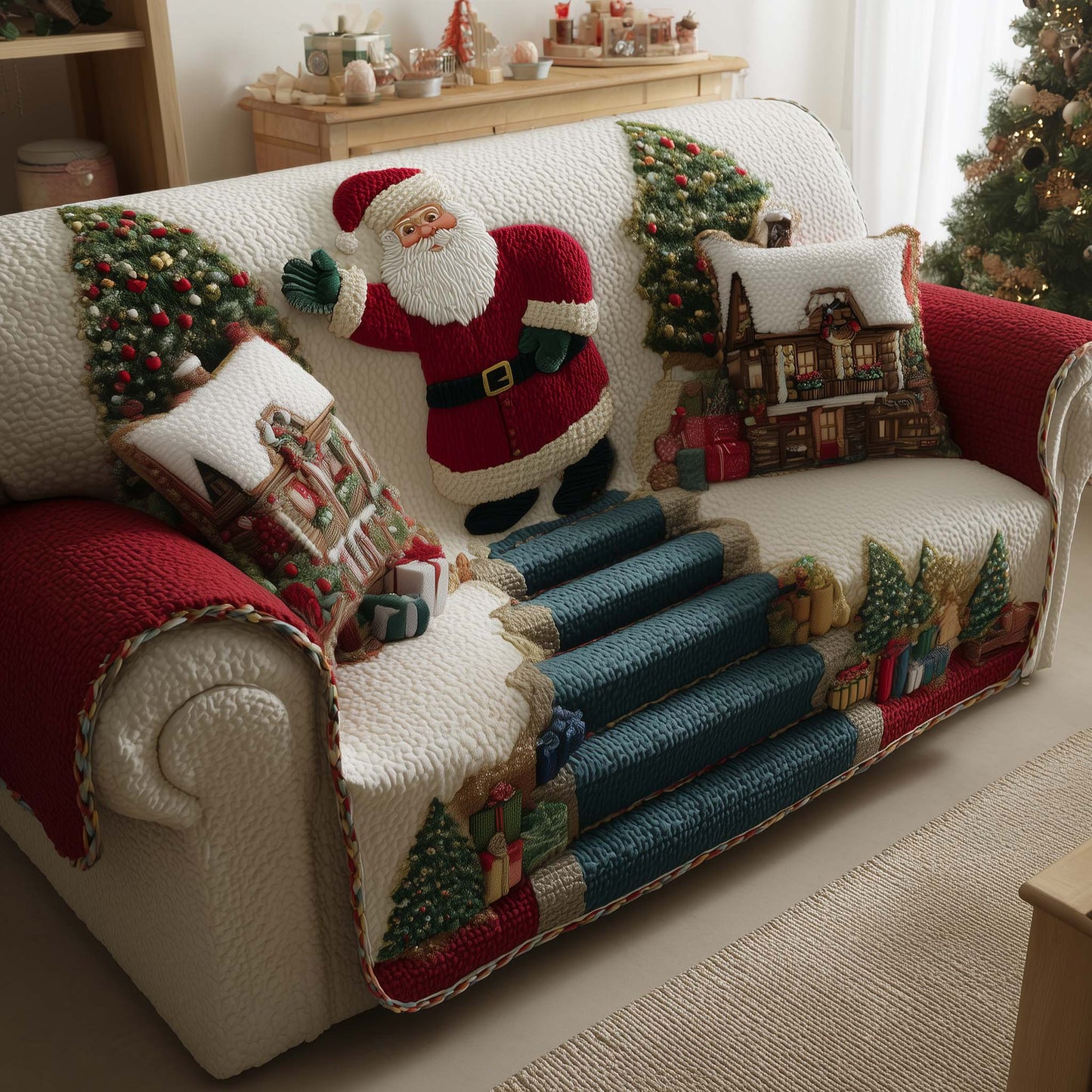 Jolly Santa Quilted Sofa Cover GFTOMA6883