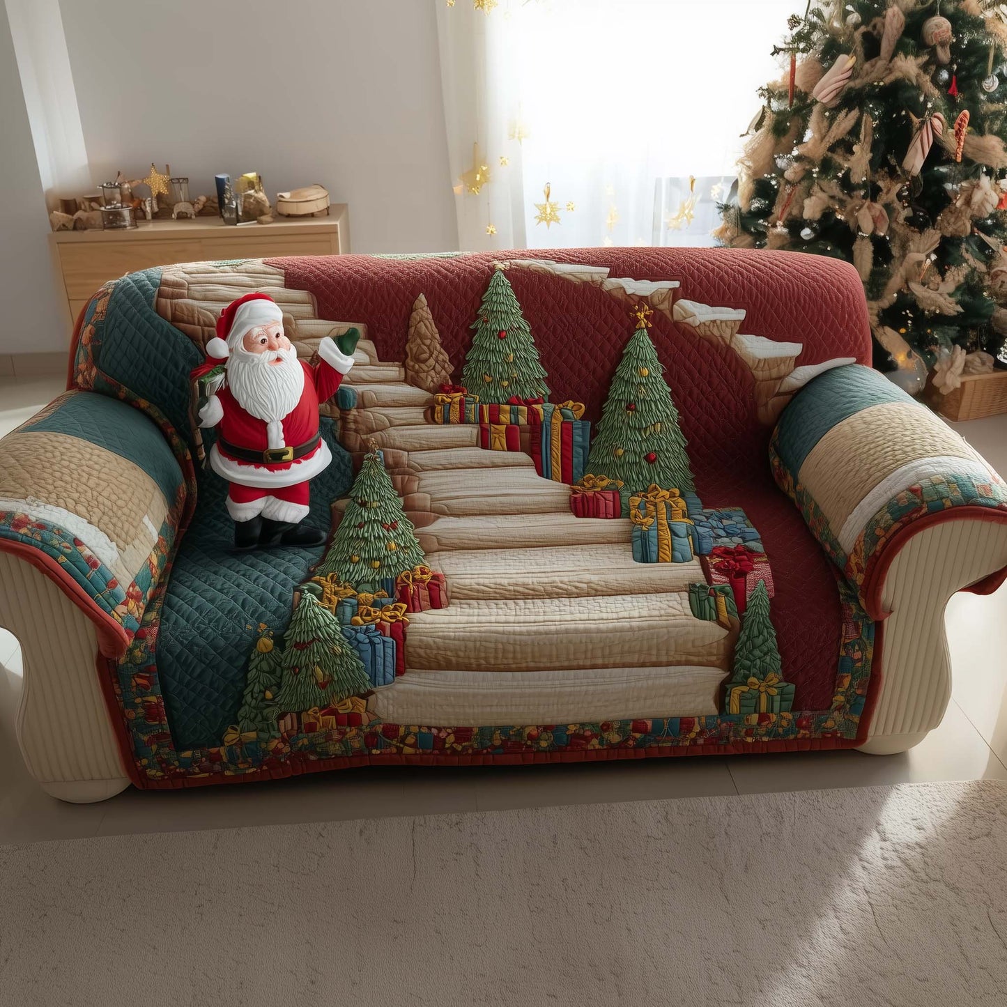 Jolly Santa Quilted Sofa Cover GFTOMA6887