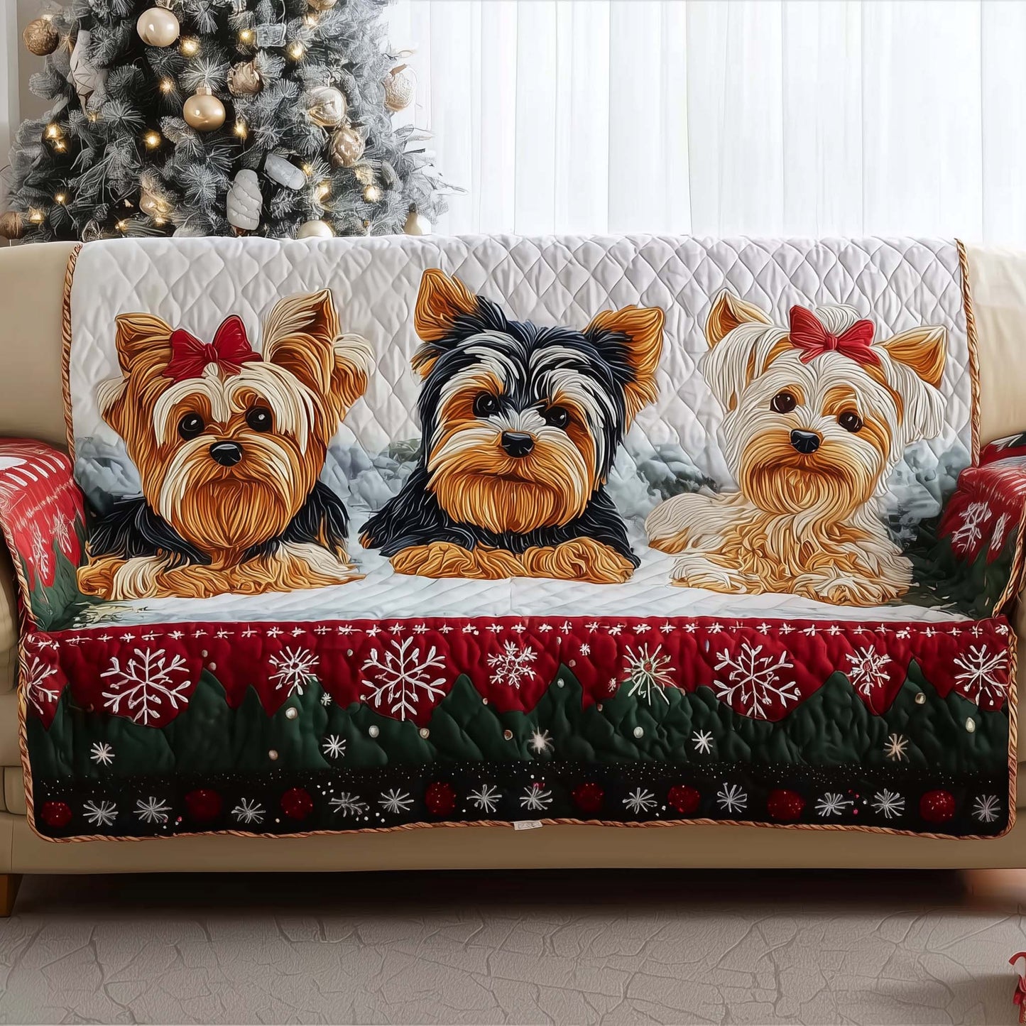 Yorkshire Terrier Quilted Sofa Cover GFTOMA6916
