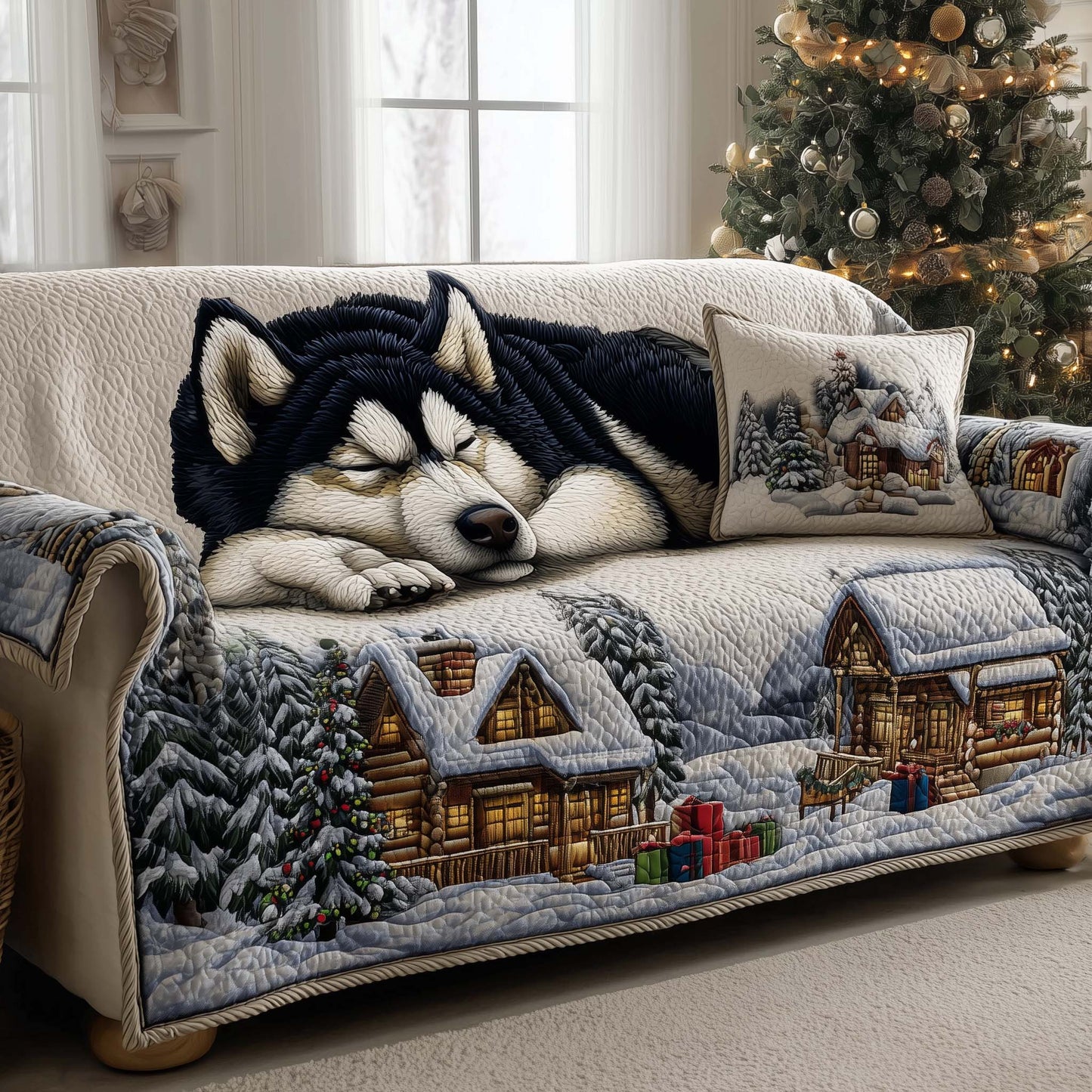 Festive Husky Quilted Sofa Cover GFTOMA6940