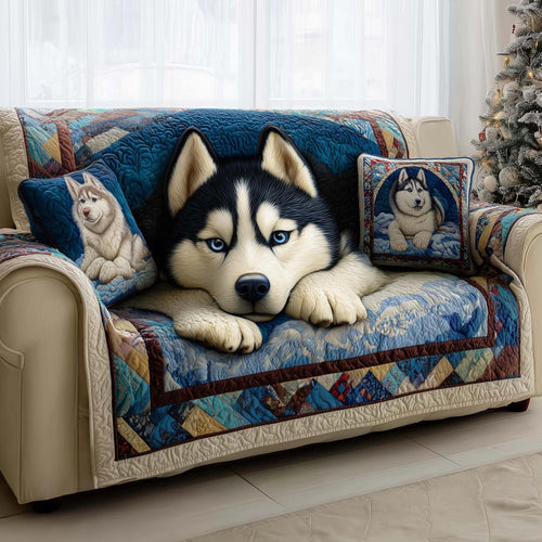 Festive Husky Quilted Sofa Cover GFTOMA6942