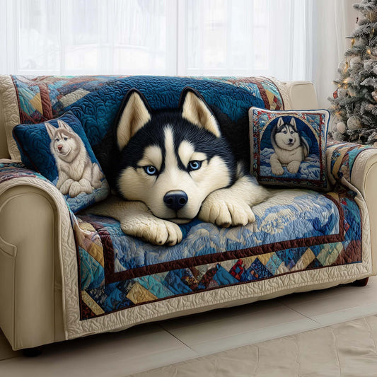 Festive Husky Quilted Sofa Cover GFTOMA6942