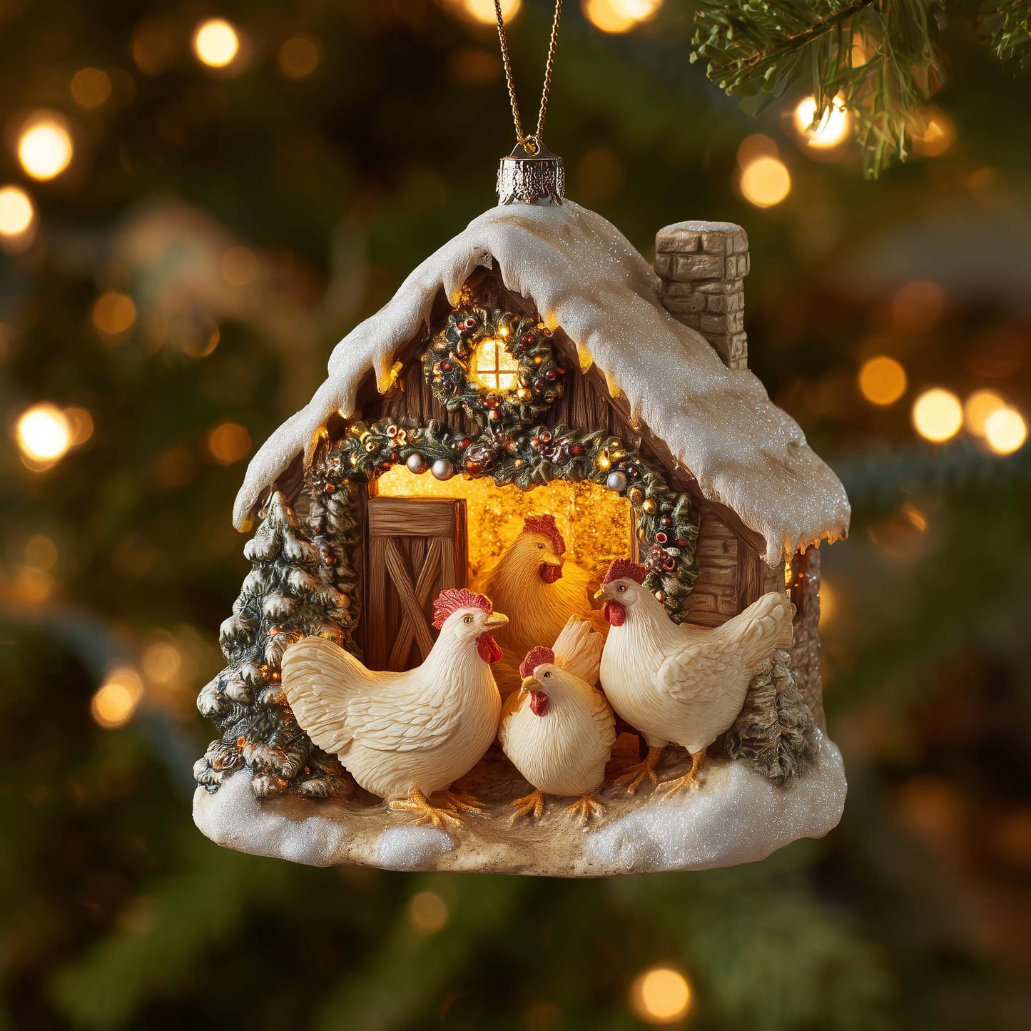 Chicken Coop Christmas Mica Ornament GFTOMA6946