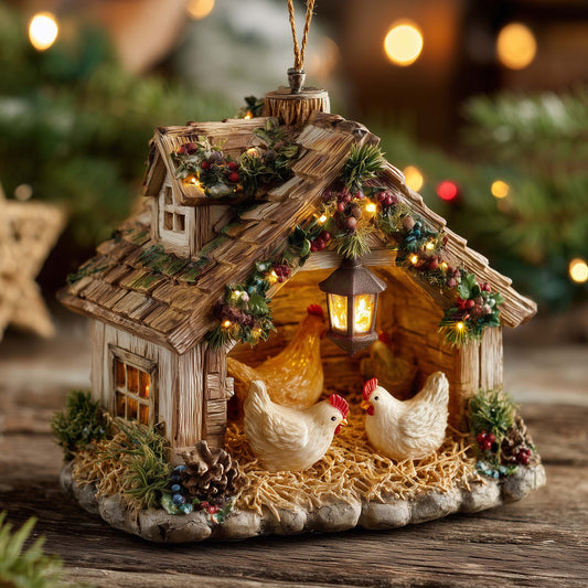 Chicken Coop Christmas Mica Ornament GFTOMA6947