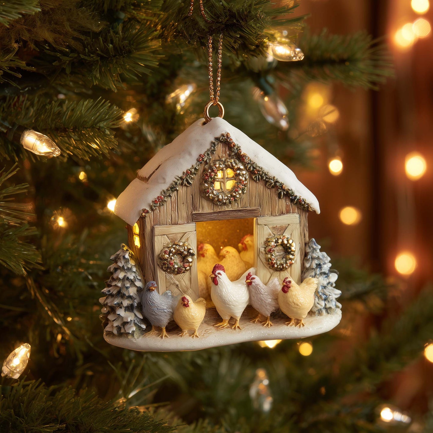 Chicken Coop Christmas Mica Ornament GFTOMA6949