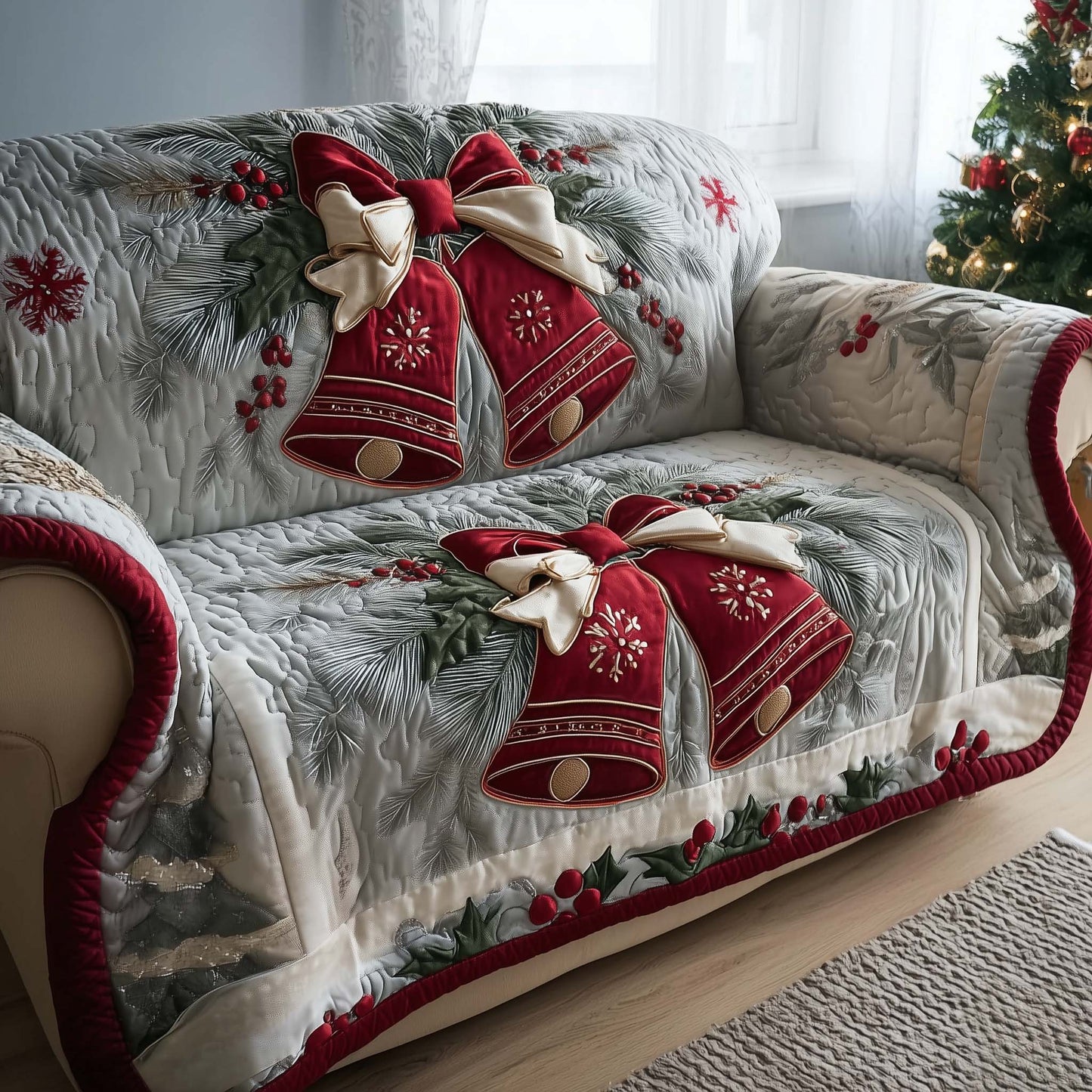 Snowy Retreat Quilted Sofa Cover GFTOMA6971