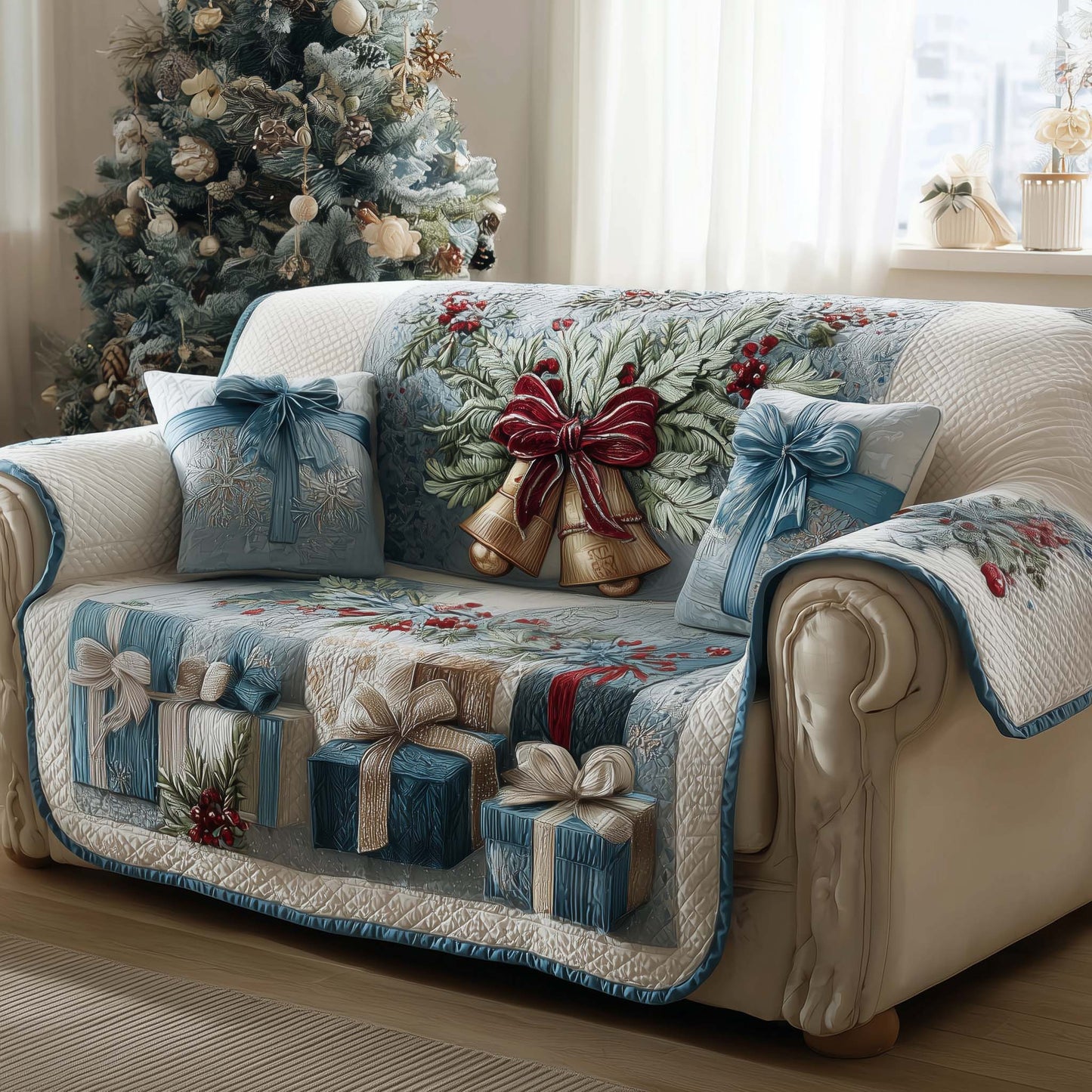 Snowy Retreat Quilted Sofa Cover GFTOMA6975