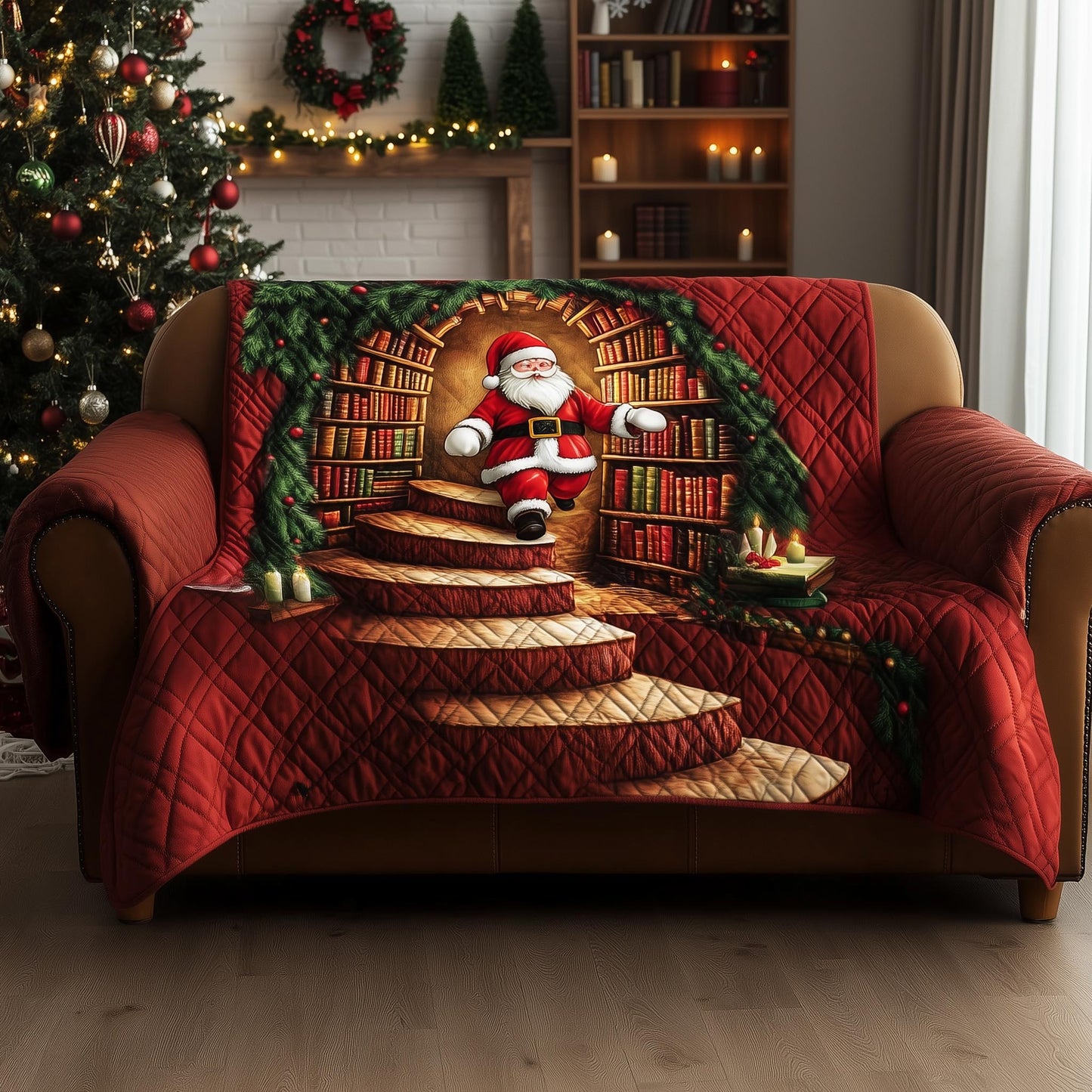 Jolly Santa Quilted Sofa Cover GFTOMA7008
