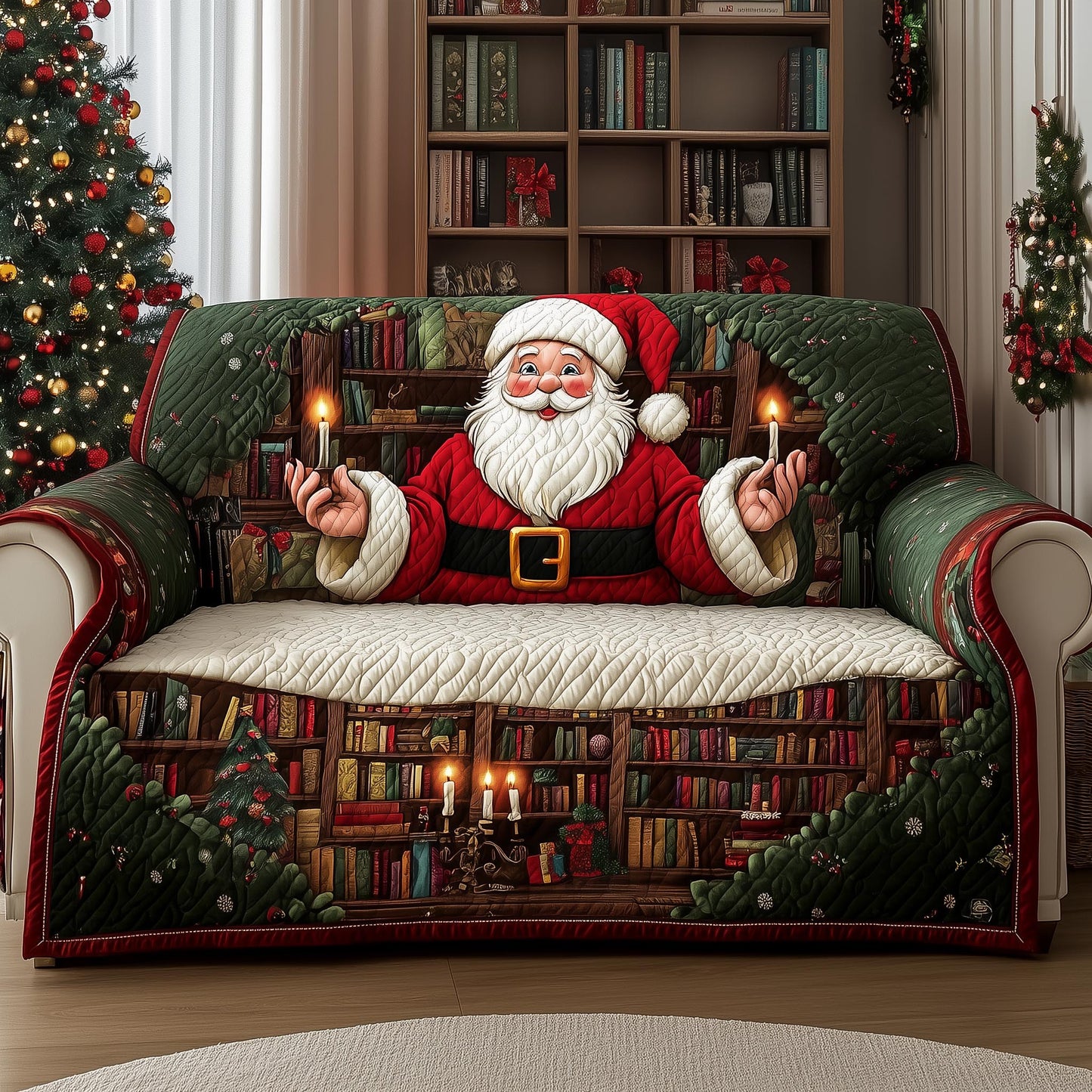 Jolly Santa Quilted Sofa Cover GFTOMA7012