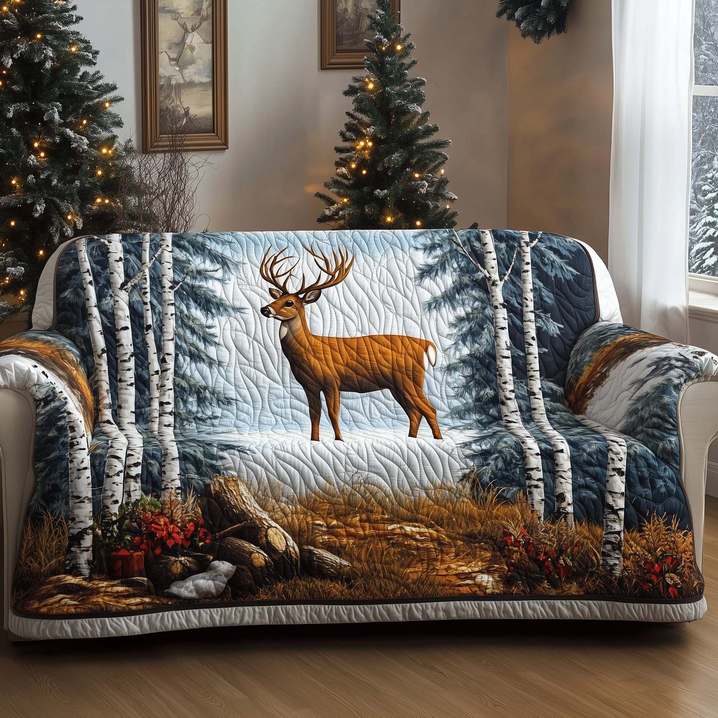 Deer Quilted Sofa Cover GFTOMA7029