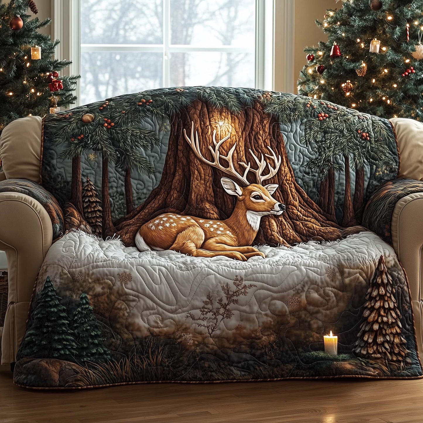 Deer Quilted Sofa Cover GFTOMA7032
