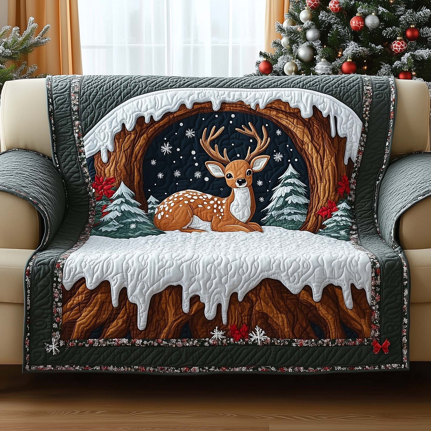 Deer Quilted Sofa Cover GFTOMA7034