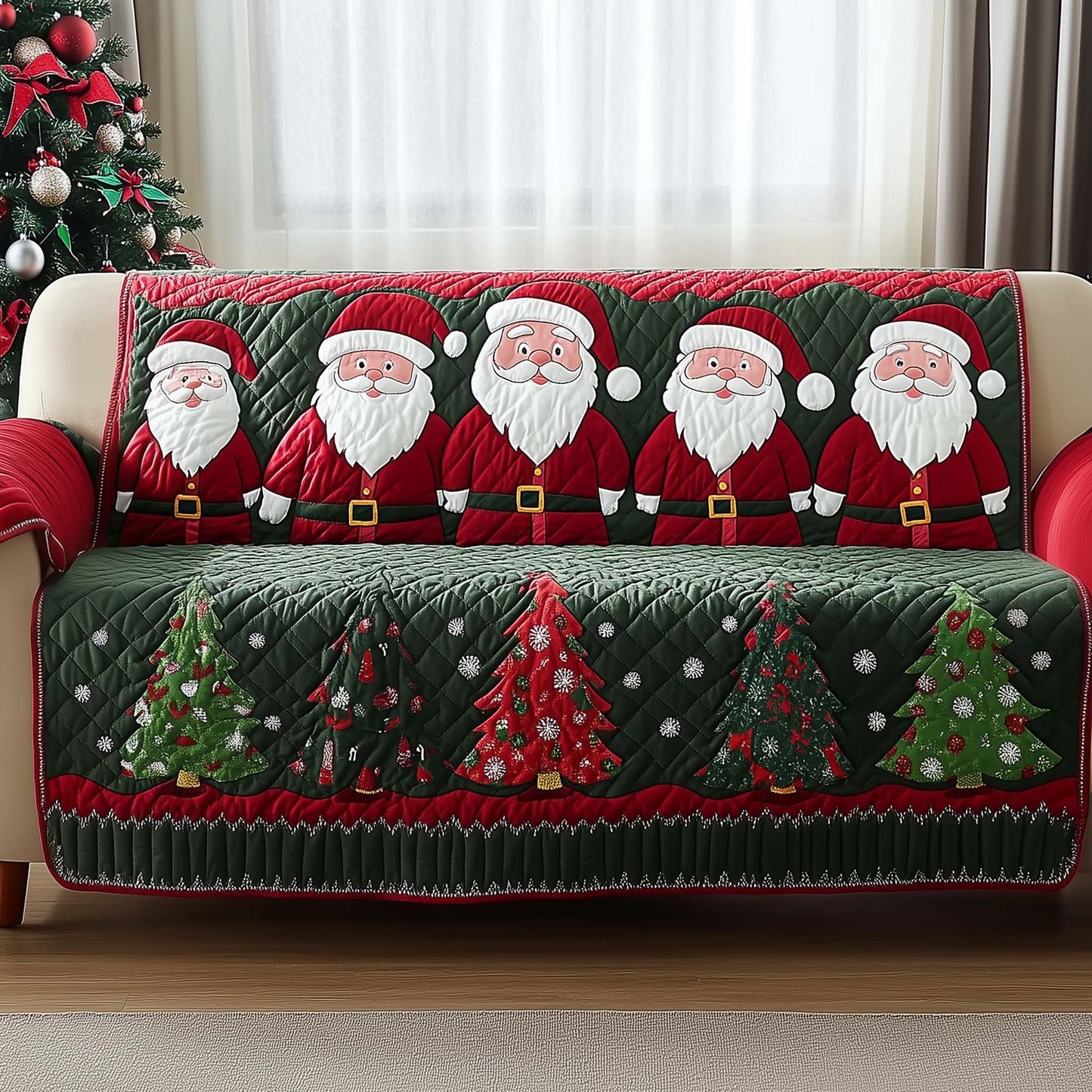 Jolly Santa Quilted Sofa Cover GFTOMA7087