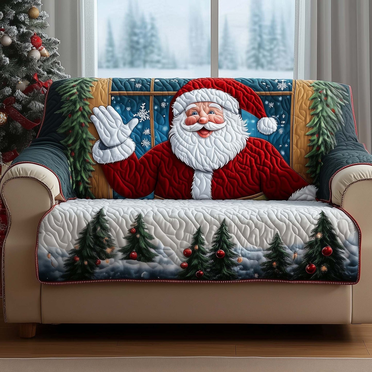 Jolly Santa Quilted Sofa Cover GFTOMA7090