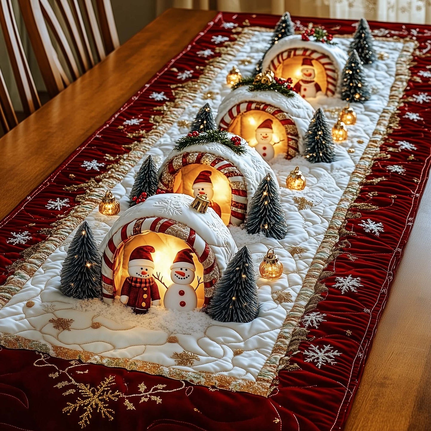 Snowman Lane Quilted Table Runner GFTOMA7092