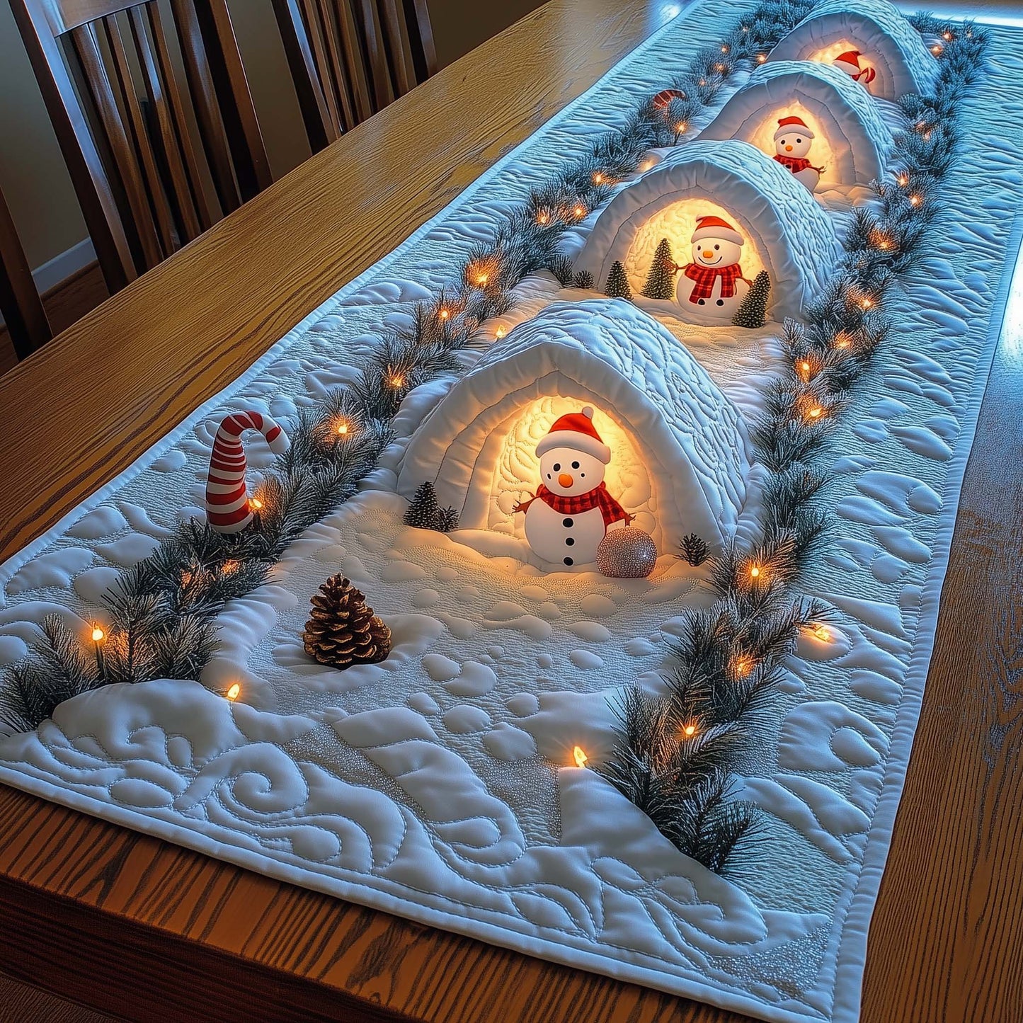 Snowman Lane Quilted Table Runner GFTOMA7094