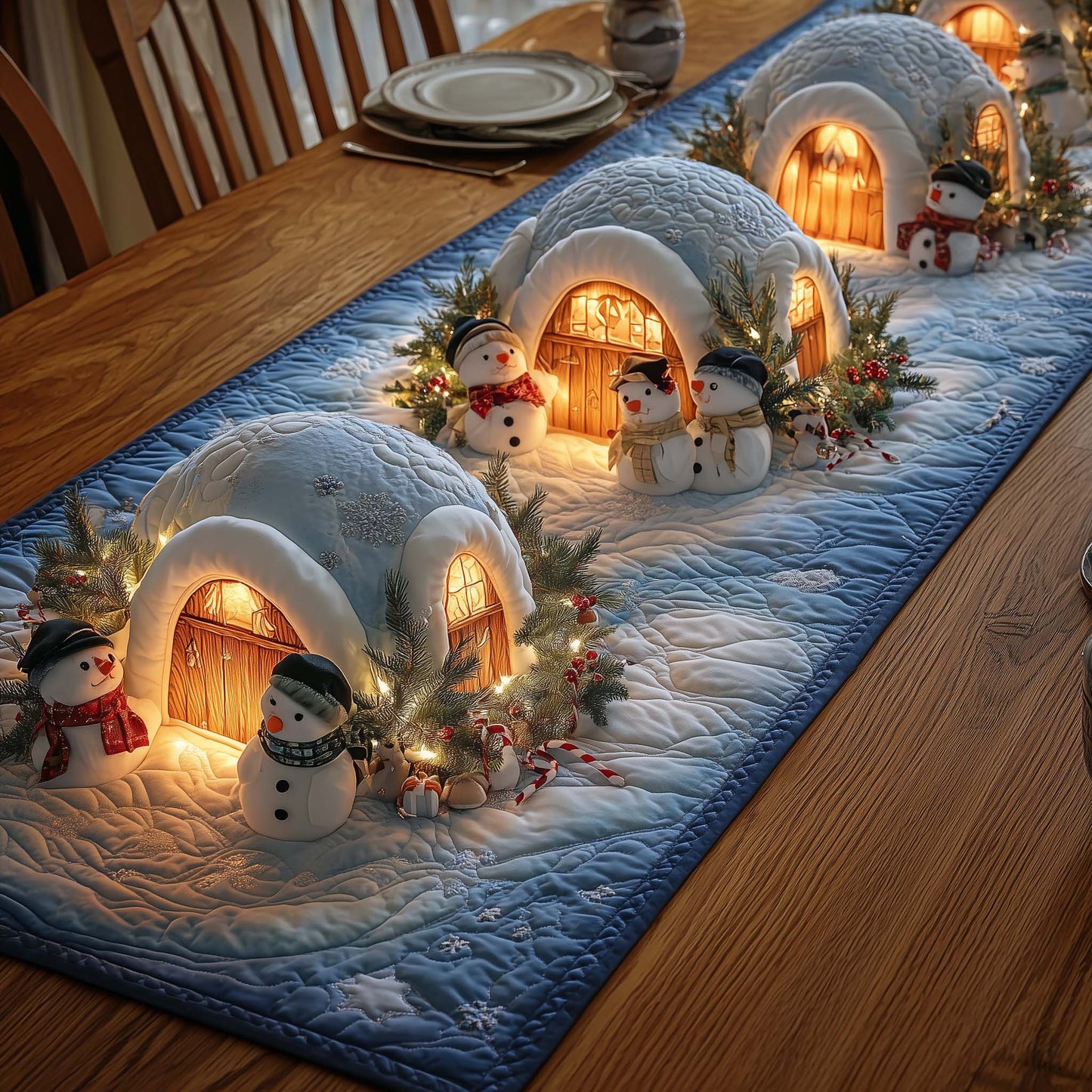 Snowman Lane Quilted Table Runner GFTOMA7096