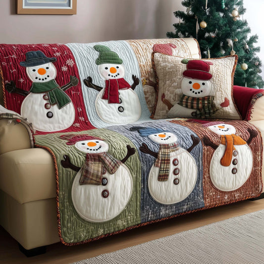 Jolly Snowman Quilted Sofa Cover GFTOMA7122