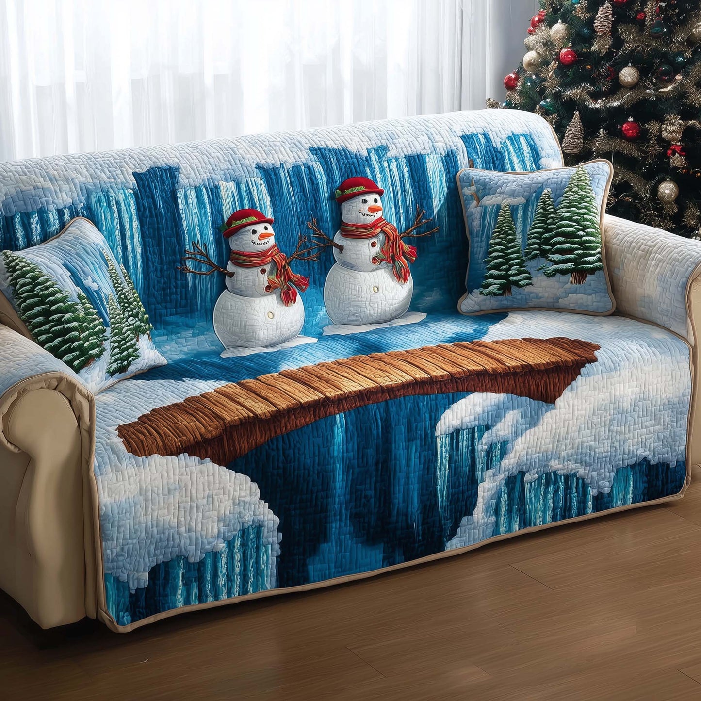 Jolly Snowman Quilted Sofa Cover GFTOMA7126