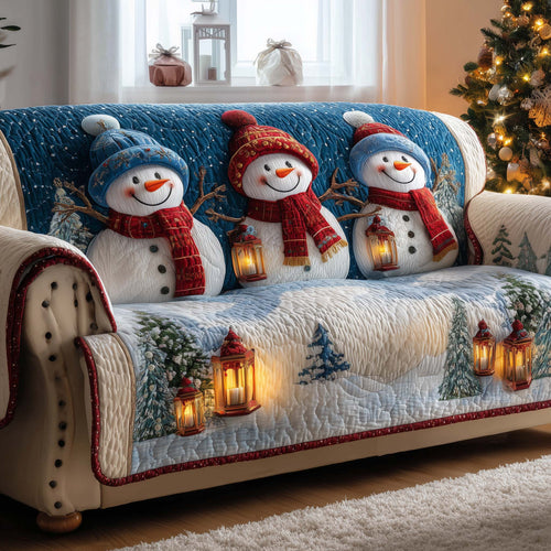 Jolly Snowman Quilted Sofa Cover GFTOMA7128