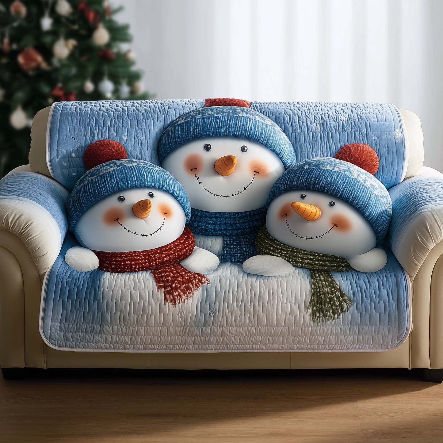 Jolly Snowman Quilted Sofa Cover GFTOMA7129