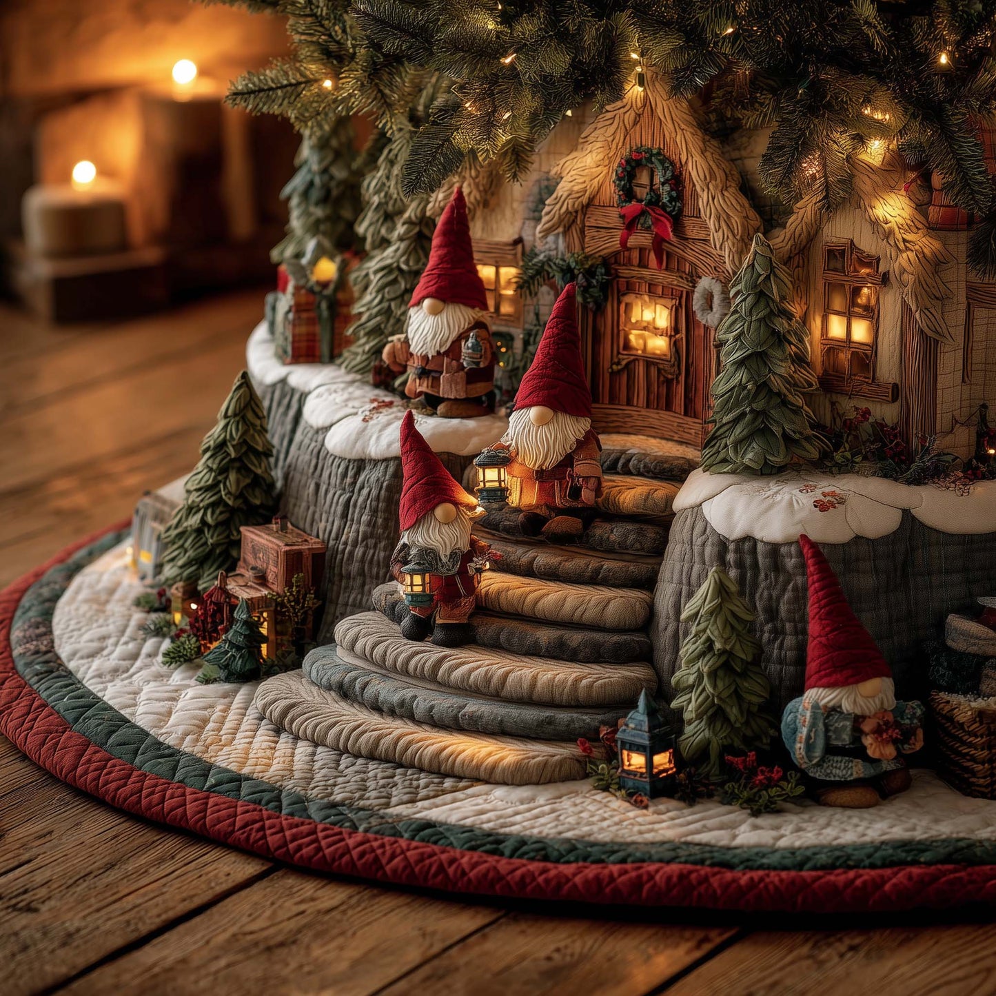 Snowy Gnome Quilted Tree Skirt GFTOMA7193