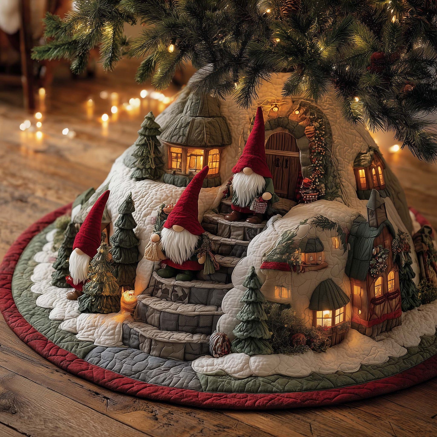 Snowy Gnome Quilted Tree Skirt GFTOMA7194