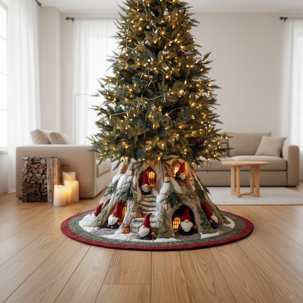 Snowy Gnome Quilted Tree Skirt GFTOMA7196