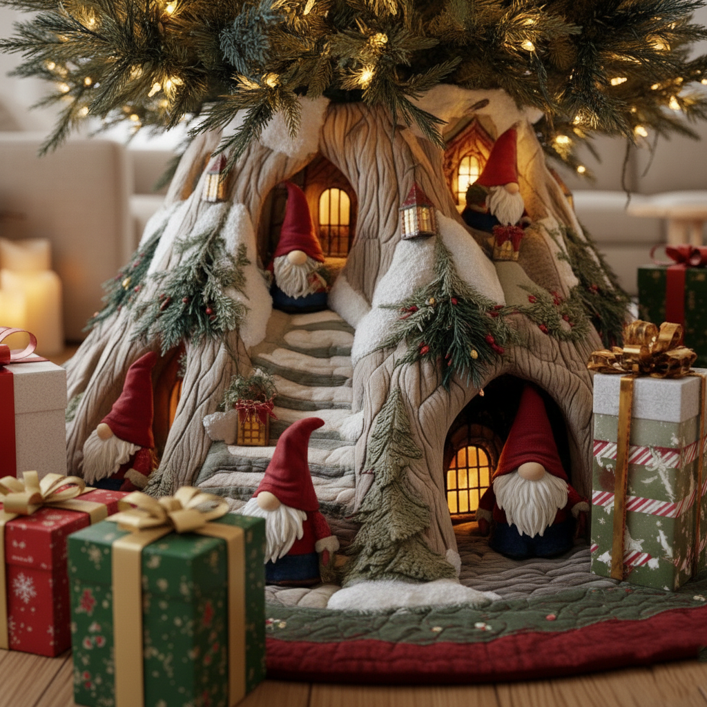 Snowy Gnome Quilted Tree Skirt GFTOMA7196