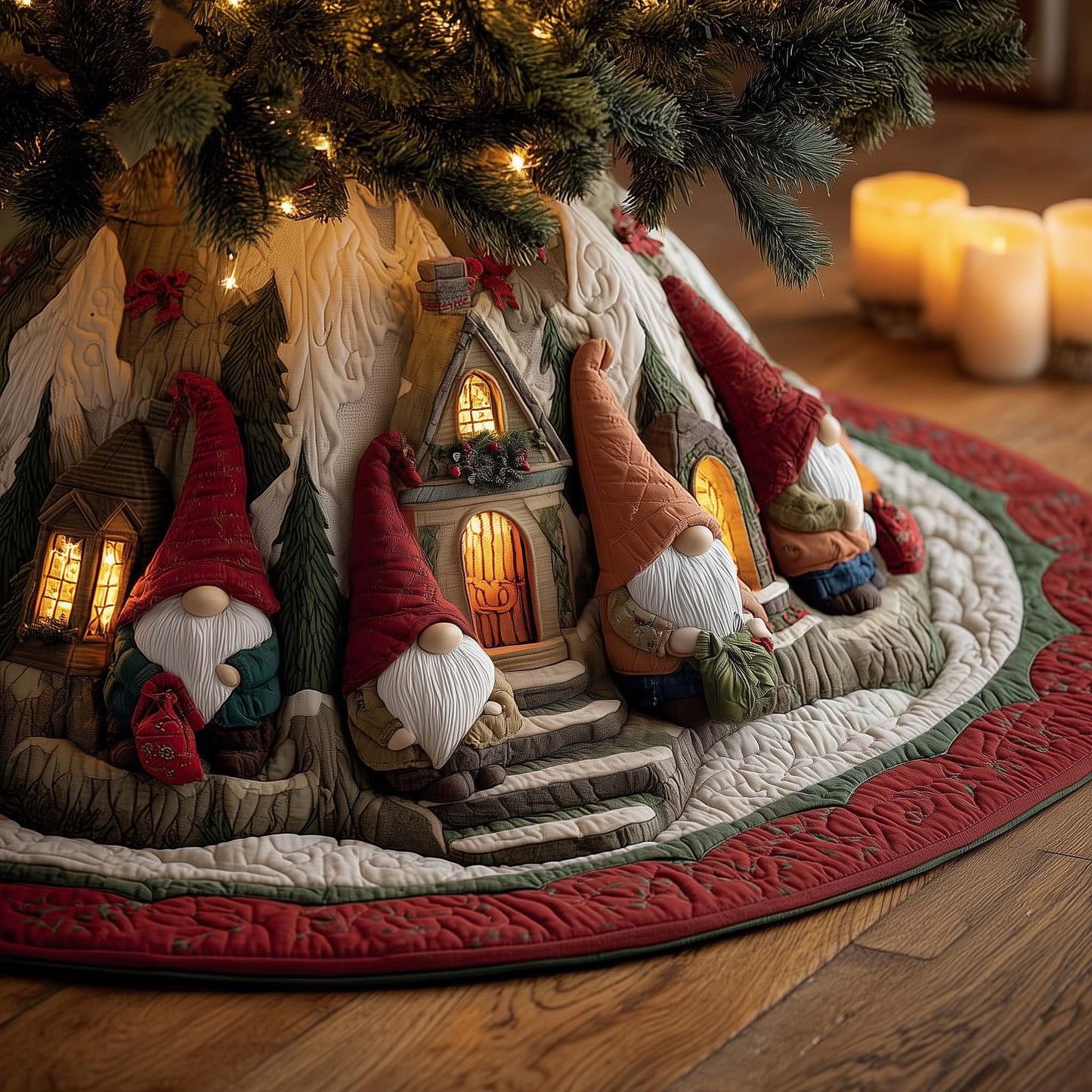 Snowy Gnome Quilted Tree Skirt GFTOMA7198