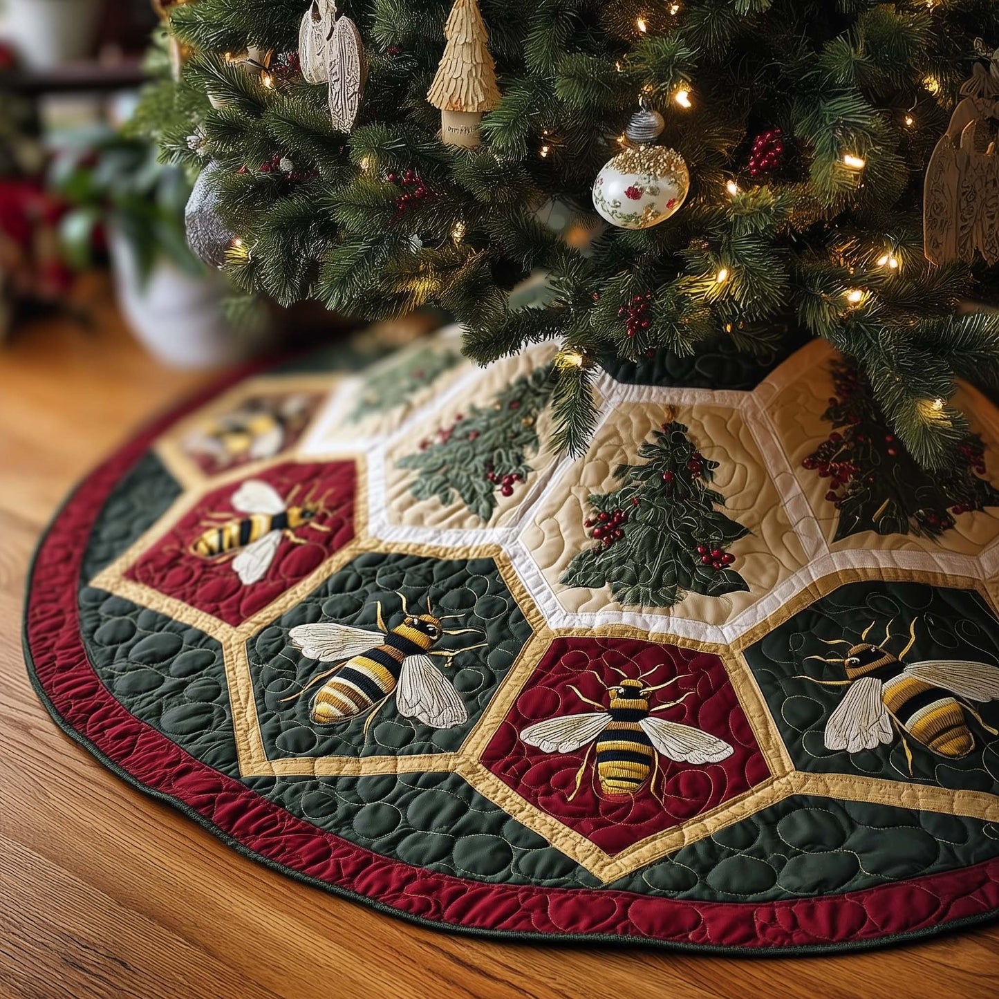 Bee Quilted Tree Skirt GFTOMA7201