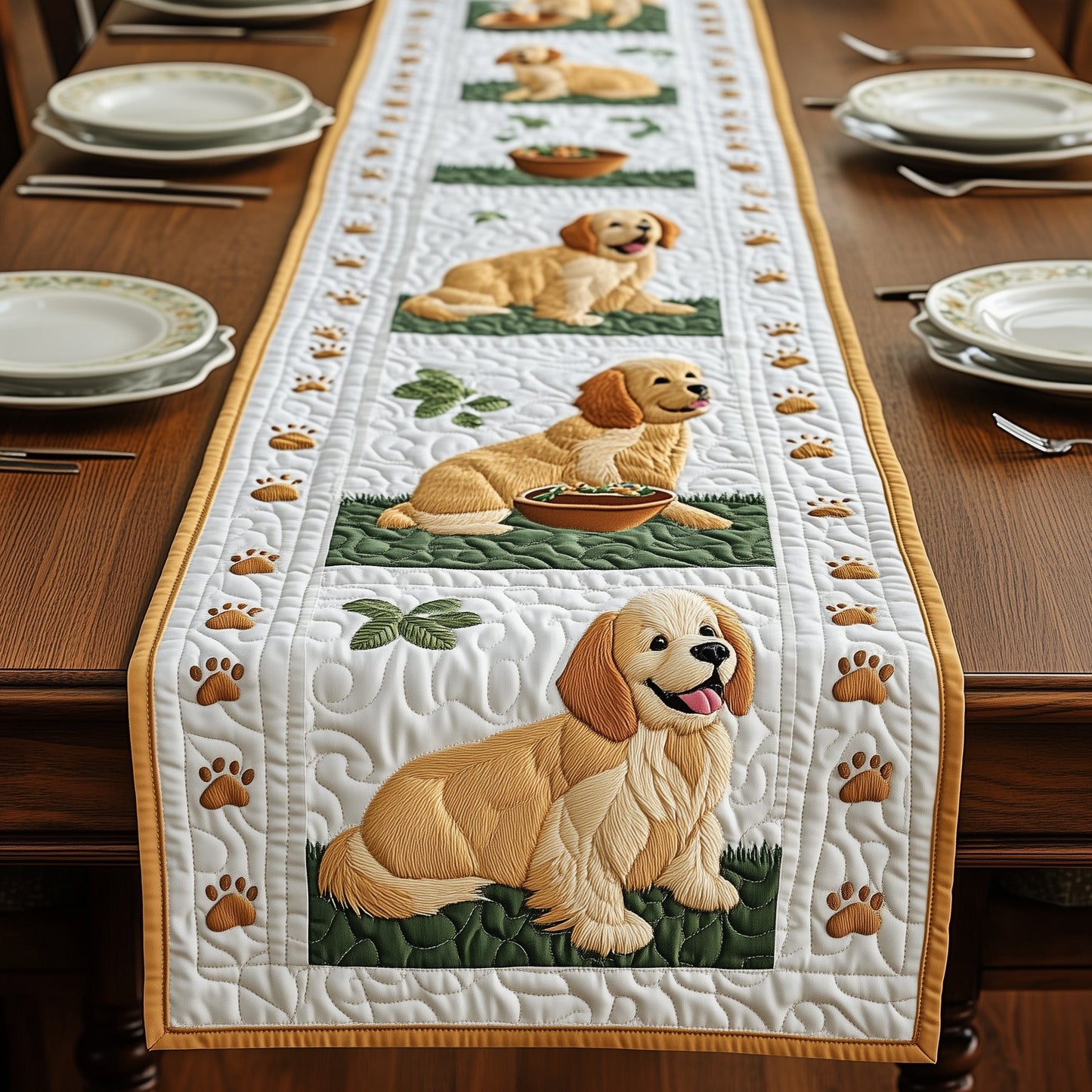 Golden Retriever Quilted Table Runner GFTOMA725