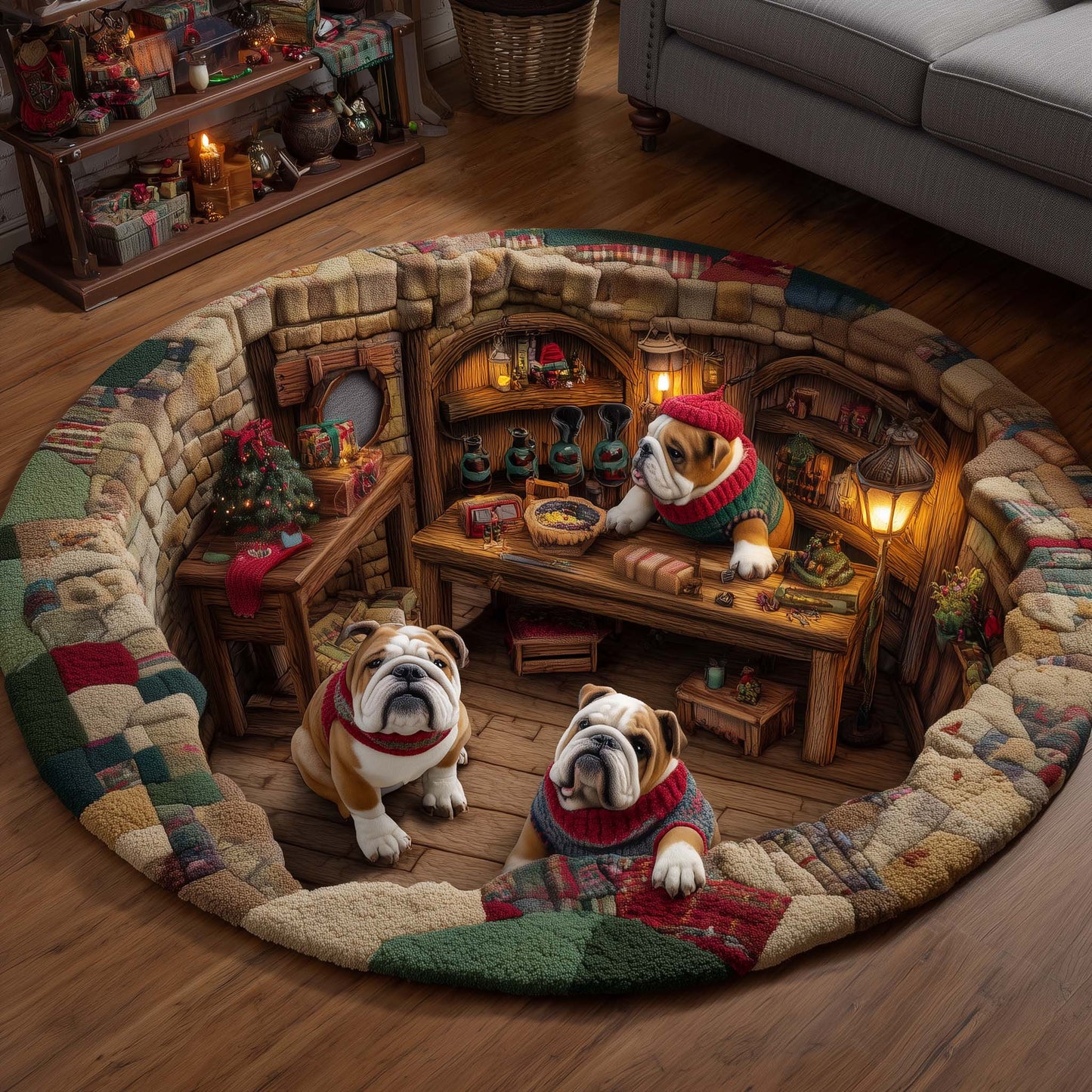Bulldog Workshop Quilted Round Mat GFTOMA7313