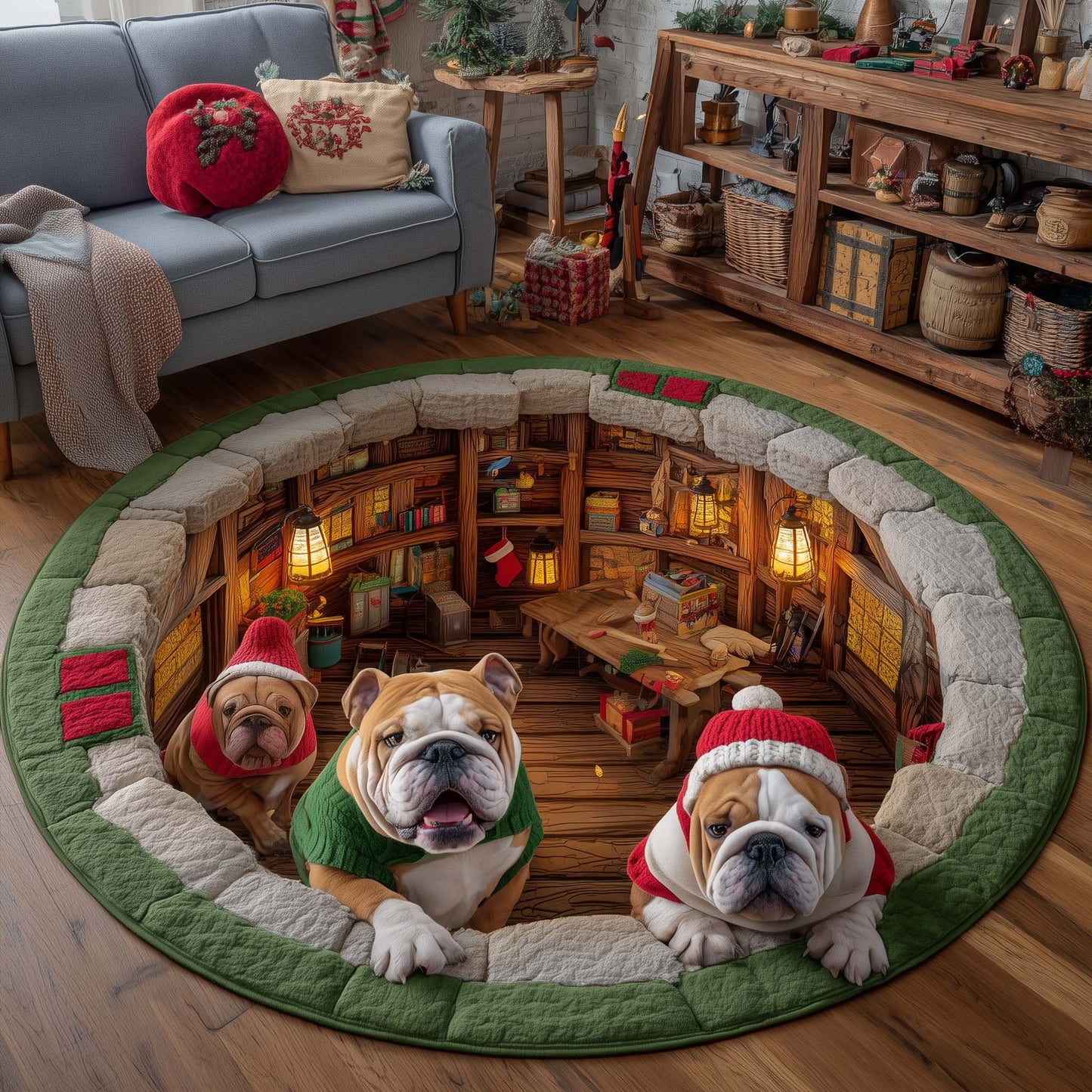 Bulldog Workshop Quilted Round Mat GFTOMA7316