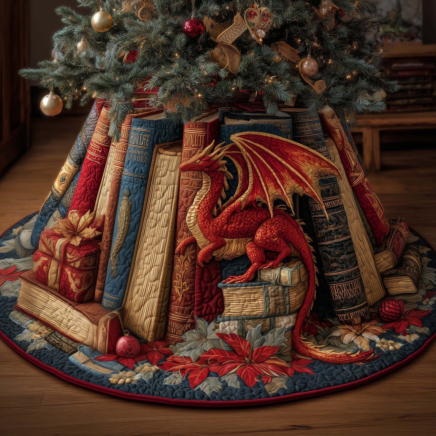 Library Dragon Quilted Tree Skirt GFTOMA7317
