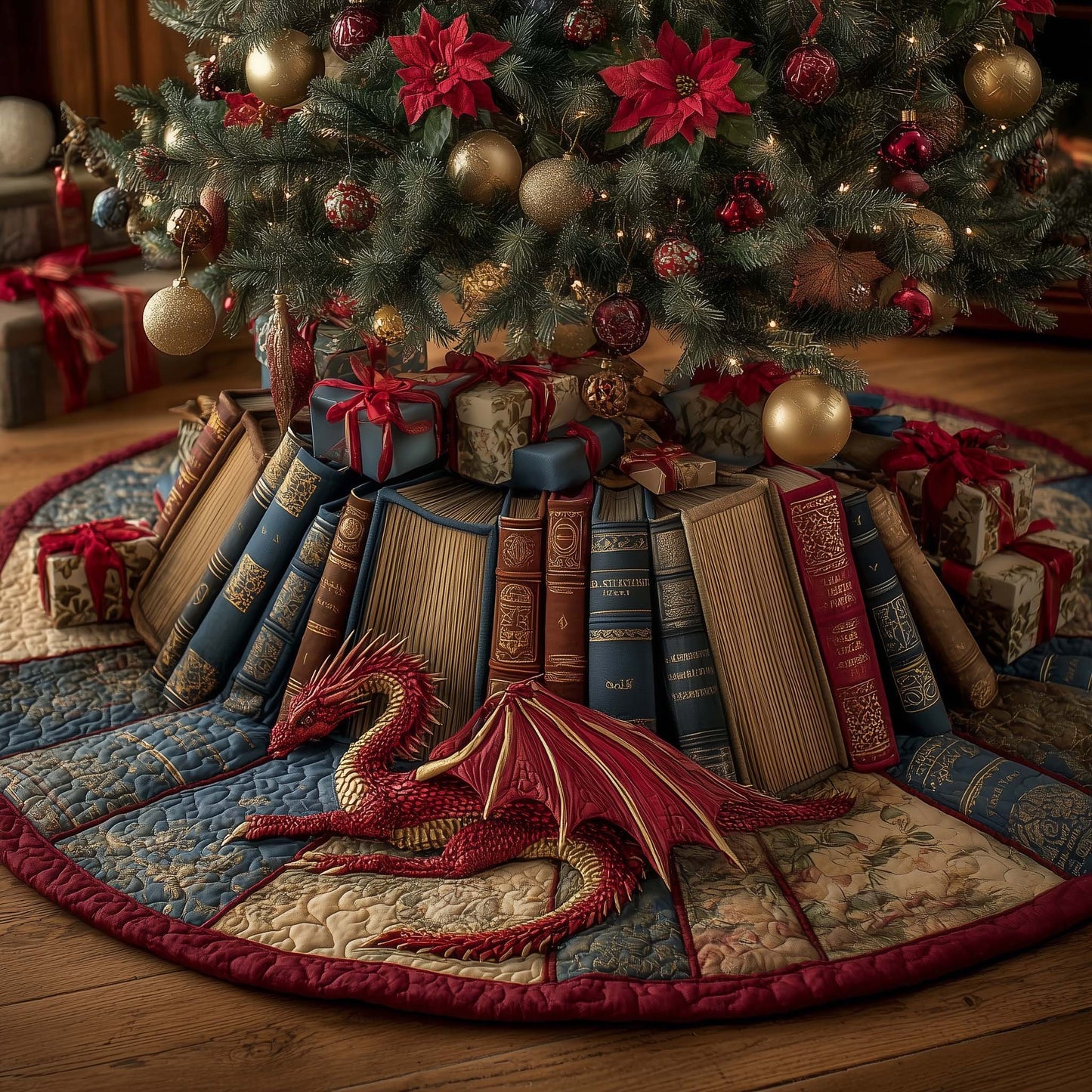 Library Dragon Quilted Tree Skirt GFTOMA7319