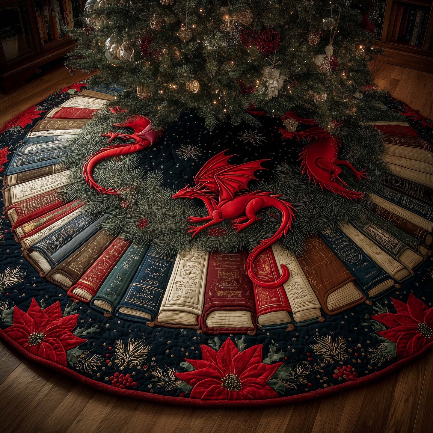 Library Dragon Quilted Tree Skirt GFTOMA7320