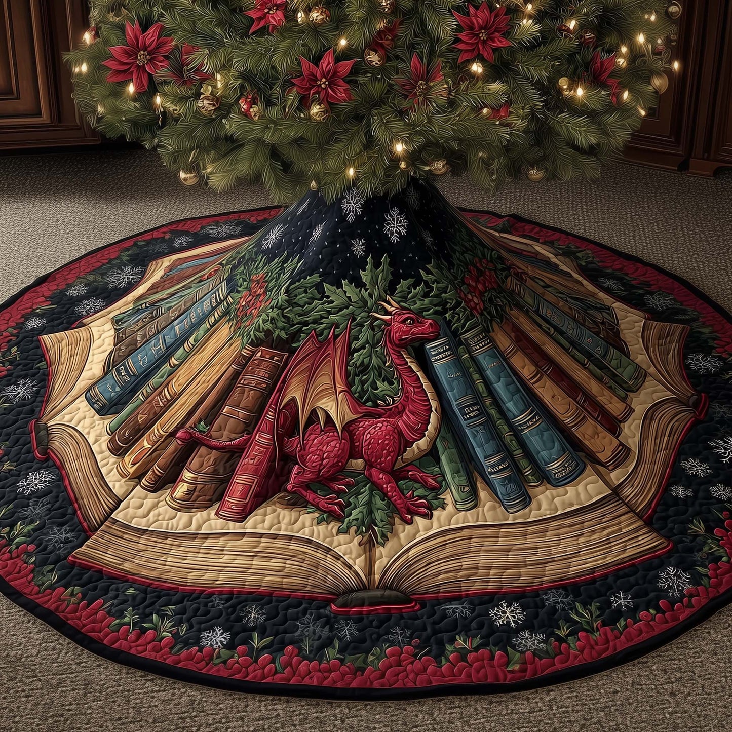 Library Dragon Quilted Tree Skirt GFTOMA7325