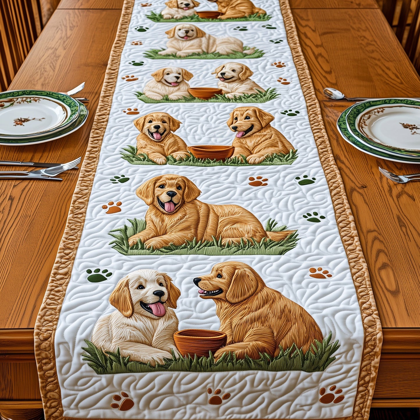 Golden Retriever Quilted Table Runner GFTOMA732