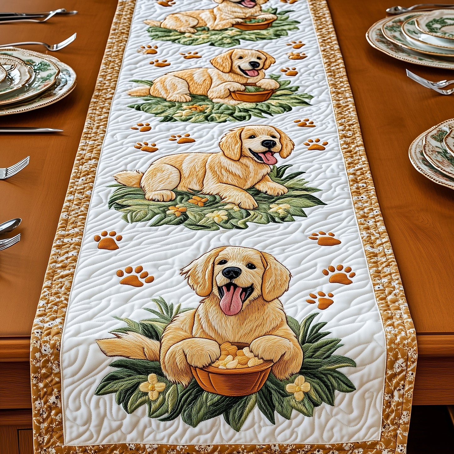 Golden Retriever Quilted Table Runner GFTOMA734