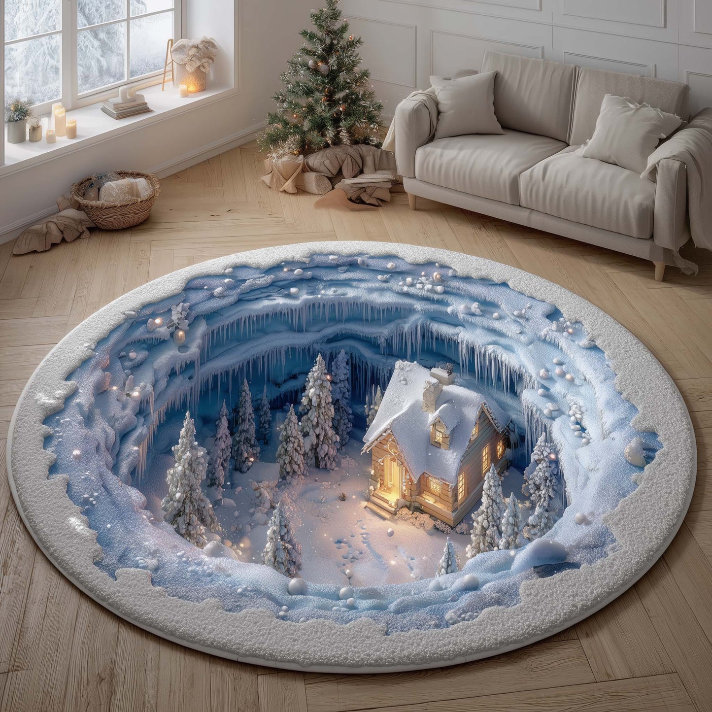 Holiday Village Quilted Round Mat GFTOMA7363