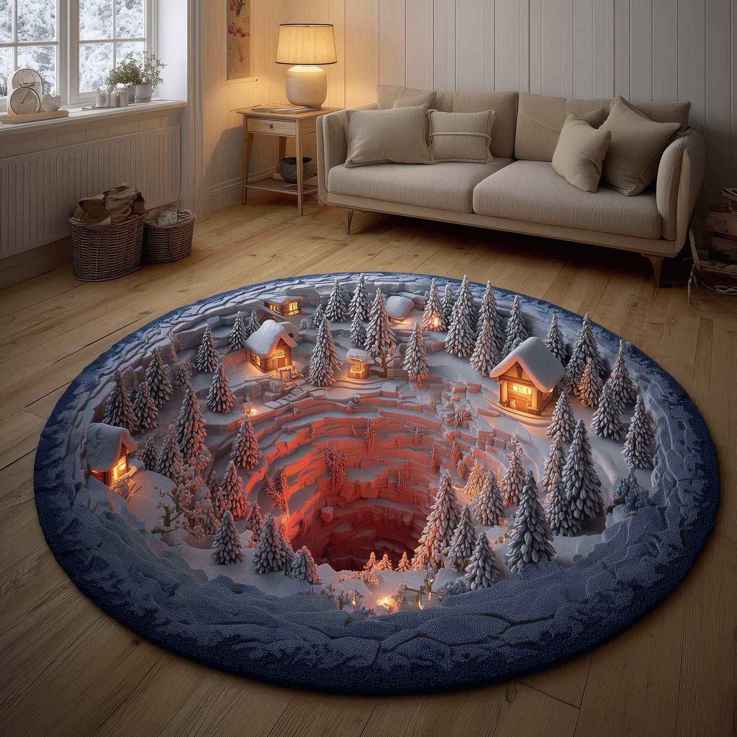 Holiday Village Quilted Round Mat GFTOMA7365