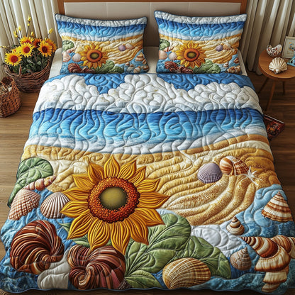 Sunflower Beach 3-Piece Quilted Bedding Set GFTOMA737