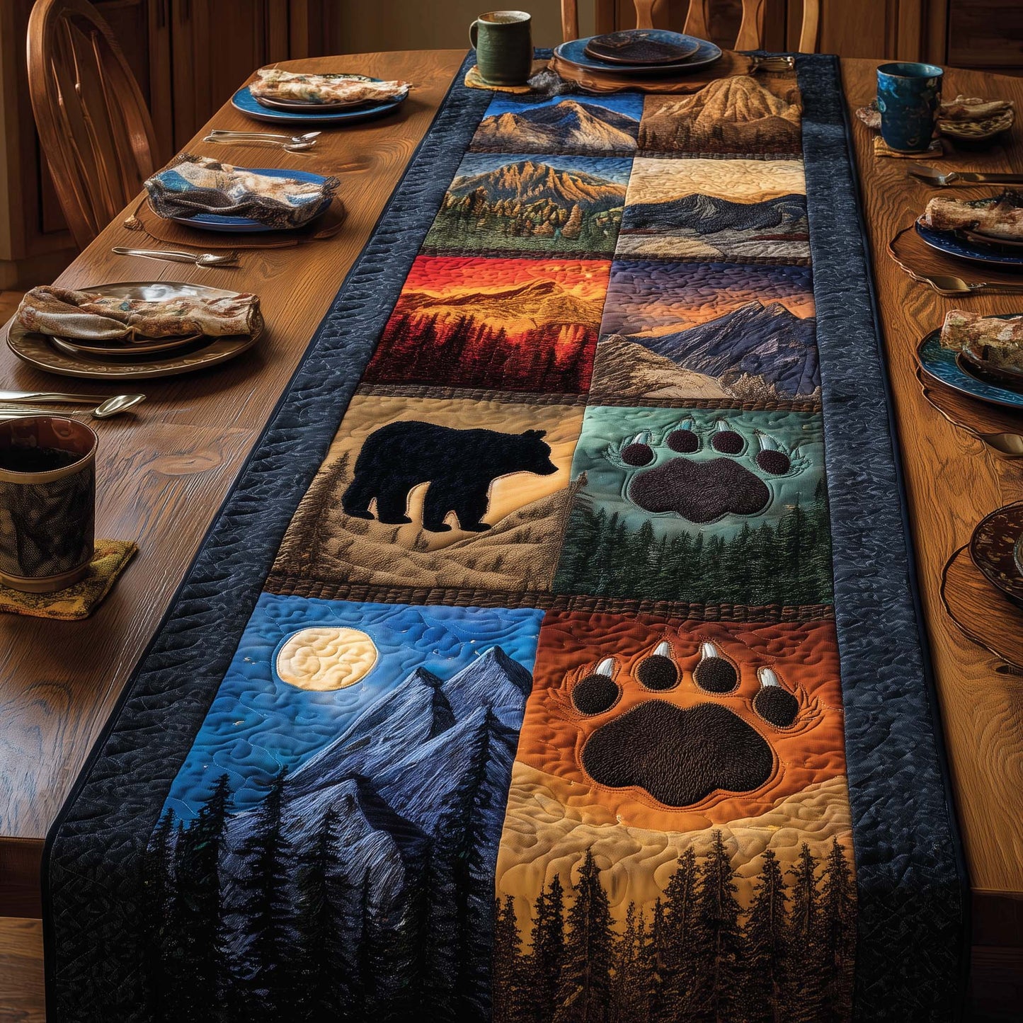 Wilderness Paw Quilted Table Runner GFTOMA7374
