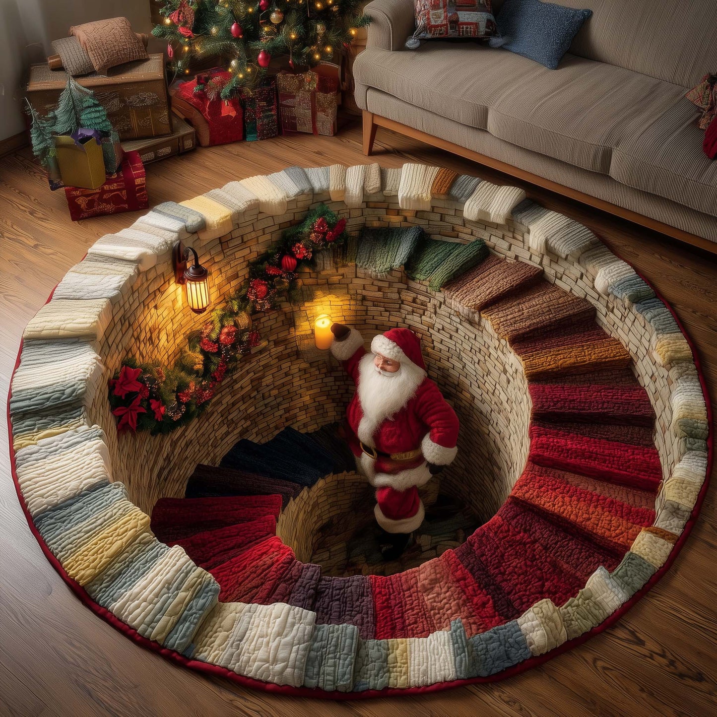 Jolly Santa Quilted Round Mat GFTOMA7400